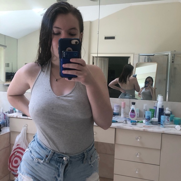 Urban Outfitters Grey Ribbed Halter Bodysuit Tank - Picture 6 of 6